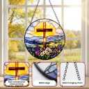 Stained Glass Cross SunCatcher, Stained Glass Window Hanging Cross, 8 Inch Sun Catchers Indoor Window, Window Ornament, Summer Faith Home Decor, Gifts for Religious, Christian Gifts