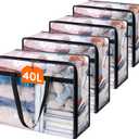 Lifewit 4 Pack Clear Clothes Storage Bags, 40L Plastic Blanket Storage Bag, Vinyl Foldable Moving Bags with Zipper, Closet Organizers and Storage Containers for Bedding, Duvet, Comforter