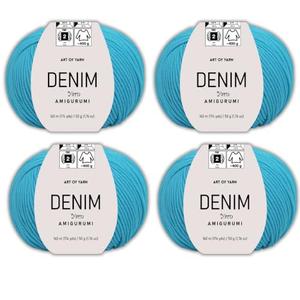 Art of Yarn Denim 55% Cotton,45% Poliacrylic, 4 Skeins Total 200gr (7,055 oz),640m (699 yds),Soft & Smooth Yarn Sport – Fine(2) for Crocheting, Knitting, Amigurumi, Baby Blankets, Baby Garments 99955