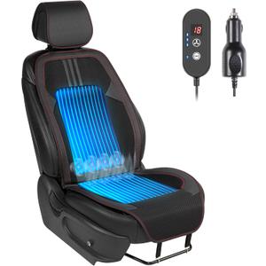 Paffenery 1Pcs Cooling Car Seat Cover Front Seat, 12V-24V Ventilated Cooling Car Seat Cushion, Cooled Seat Cover for Car SUV Truck Universal Fit, Sports Black