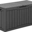 YITAHOME 80 Gallon Outdoor Storage Box, Large Waterproof Resin Deck Box, Indoor Outdoor Lockable Storage Container for Patio, Garden, Cushions, Tools, Equipment (Dark Gray)