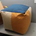 Big Joe Square Ottoman Weatherproof Bean Bag Footrest, Sunset Block Intertwist, Weather Resistant UV-Protected Fabric, 2 feet