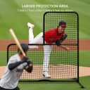 ZivPlay L Screen Baseball Screen Pitching Screen for Batting Cage Pitcher Protection 7x7 ft Protector Net Includes Portable Carry Bag, 7 X7 Feet With 3.5x3.5 Feet Cut Out