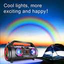Portable Bluetooth Speaker with Subwoofer, Wireless Speakers with Booming Bass, FM Radio, RGB Lights, EQ, Stereo Sound, 10H Playtime, 30W Loud Speaker for Home, Outdoor, Party, Travel, Camping, Gifts