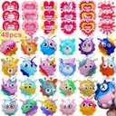 48Pack Valentine Day Gifts for Kids,Valentines Cards with Pop Fidget Toys Bulk 3D Stress Ball, Easter Basket Stuffers,Valentines Classroom Party Favors Exchange Gifts,Treat Prizes Activity for Class