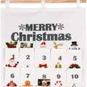 Klmnop Christmas Advent Calendar with 25 Pockets - 27.5x16.5Inch Fabric Countdown Calendar Wall Hanging, Reusable Advent Pocket for Xmas Holiday Decor, Kids Chocolate Candy Fillable(Beige)