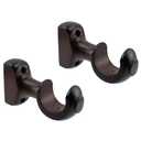 Antrader Wood Curtain Rod Brackets,Dark Brown Support Bracket,4.5" x 2.56" Window Curtain Hooks for Curtain Rod 1-3/8in(35mm) Diameter,Pack of 2