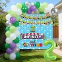 Two Infinity and Beyond Birthday Decorations Blue Clouds Cartoon Story 2nd Birthday Party Supplies include Backdrop Banner Two Birthday Balloons