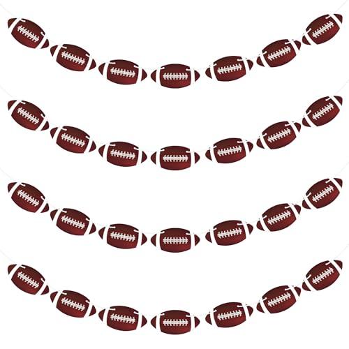 4 Pack Football Party Decorations Banners Garland Kit, Football Birthday Party Decorations Bowl Hanging Swirl Backdrop Paper Cutouts for Sport Theme Birthday Party Supplies Bowl Game Day Decor