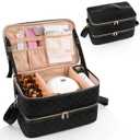 Ethereal Nail Polish Organizer Case Holds 50+ Bottles(15ml/0.5fl.oz) and Nail Lamp, Double Layer Nail Polish Storage Bag for Nail Kit, Manicure Tools, Black