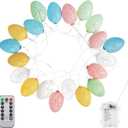 Easter Decorations lights with Timer, 6.5Ft 20 LEDs Egg LED String Lights with Remote, Waterproof Battery Operated Fairy String Light for Easter Decor, Outdoor, Home, Party