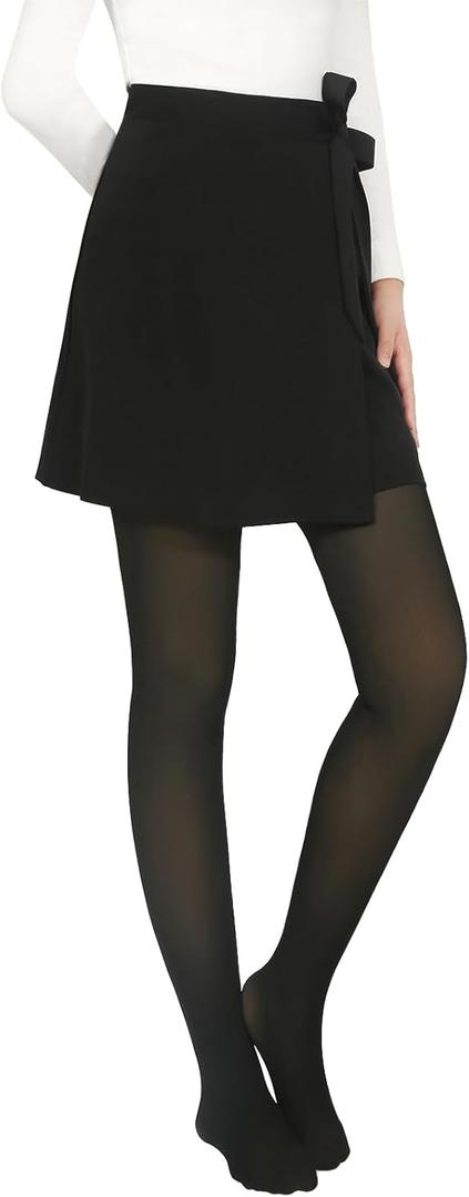 Delcast 2 Pairs Fleece Lined Tights WomenFake Translucent Thermal Sheer Thick Pantyhose Leggings for Winter (M)