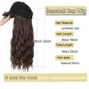 Synthetic Wig Hat with Natural Wave hair Extensions attached for woman Baseball cap wig mix brown curly wavy Hairstyle Adjustable Hat Wig (Mbrown, 22inch)
