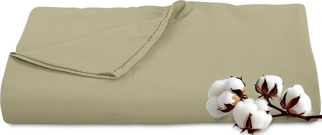 Royale Linens 300 Thread Count 100% Long Staple Combed Cotton Flat Sheet - Super Soft - Top Sheets - Queen Flat Sheet Sold Separately - Breathable, Cool & Crisp Percale Sheets Only (Queen, Sage Green)