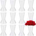 12 Pack Plastic Flower Bucket 11.8 Inch Tall Vase Bucket Cone Vase with Base for Cut Flower Multipurpose Buckets for Flower Bouquet Holder Centerpieces Decorations for Home Wedding (White)