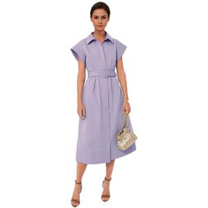 Women's Casual Button Shirt Dresses Short Sleeve Business Long Dresses Elegant Trench Coat with Pockets, XL
