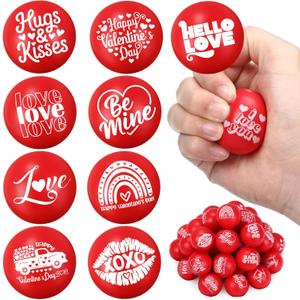 50 Pcs 1.5 Inch Valentine's Day Stress Balls Bulk Valentine Party Favors Mini Foam Squeeze Balls for Adults Stress Relief, Valentines Day, Gift Bag Fillers