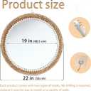 22 Inch Boho Style Decorative Mirror, Round Rattan Wall Hanging Mirror, Nature Rattan Woven Round Mirror, Makeup, Dressing Mirror, Suitable for Dressing Room, Living Room, Bedroom, Farmhouse