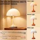 Mushroom Table Lamp - Includes USB Charging Cable Tri-Color Lighting, Touch-Control Switch Portable Lighting, Ideal for Bedrooms Mini Adjustable Touch-Control LED Table Lamp (White)