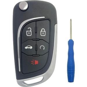 Upgraded Modified Key Fob Case Replacement for Chevy Cruze Camaro Impala Equinox GMC Terrain Buick Regal Lacrosse 2010 2011 2012 2013 2014 2015 2016 2017 Keyless Entry Car Key Fob Shell (5 Buttons)