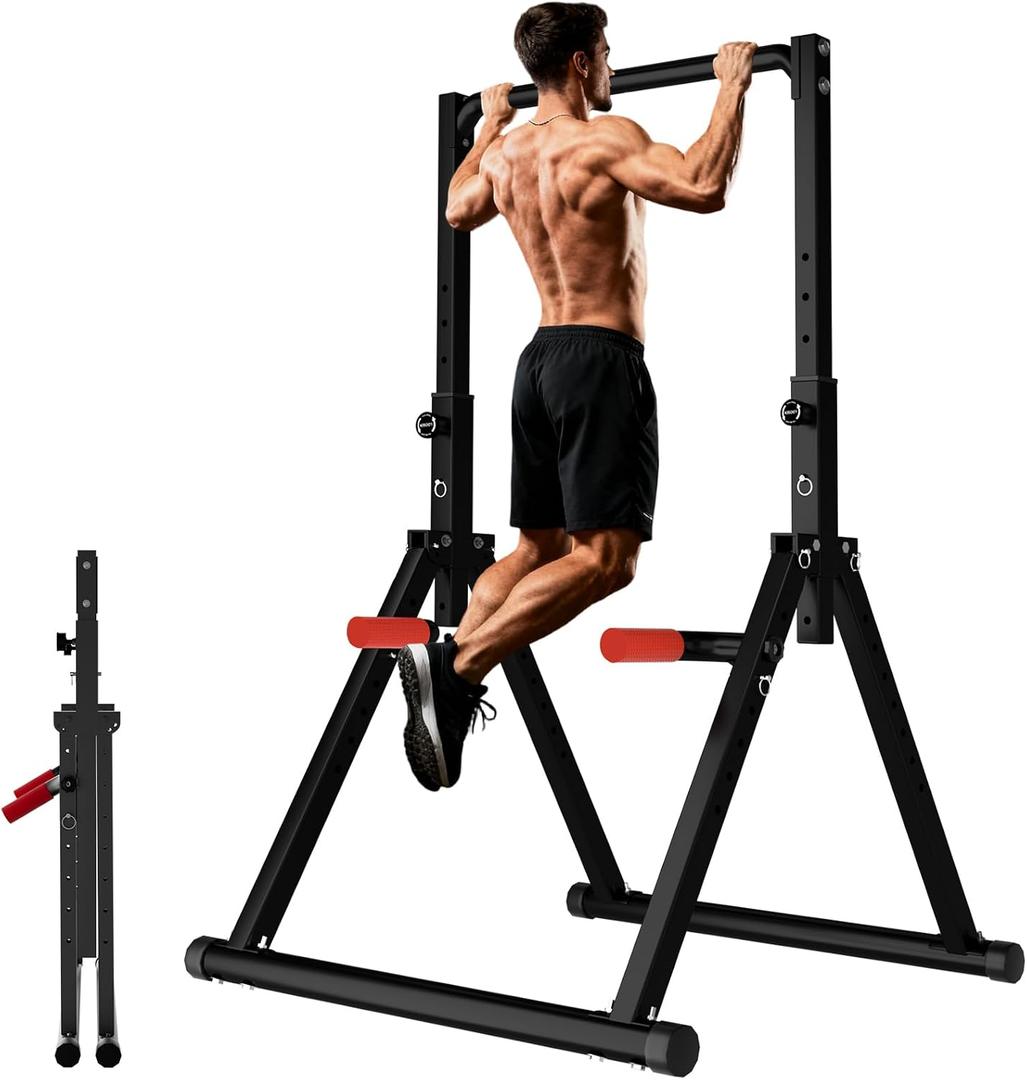 DOBESTS Power Tower Pull Up Bar Free Standing, Adjustable Foldable Pull Up Station, Home Gym Strength Training Equipment 700LBS