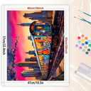 Cityscape Paint by Numbers Kit for Adults - DIY Graffiti Subway Train at Sunset Painting on Rolled Canvas 16x20 Inches, Acrylic Paint Set, Suitable for Beginners, Urban Art for Home Decor or Gifts