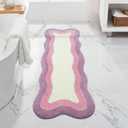 HAOCOO Bathroom Runner Rug, 18x47 inch, Microfiber Luxury Soft Non Slip Washable, Room Decor Aesthetic Long Rug for Indoor Doormat Tub Bedside Decor (3'11" x 1'6" (Irregular), Light Purple/Pink)