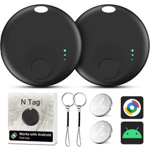 Air Tracker for Android, Air Tracker-2 Pack Android, Bluetooth Tracking Tag Compatible Google Find Hub App, Smart Tracker Key Finder for Key Wallet Bag Luggage-Black (Black)