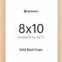 Upsimples 8x10 Picture Frame, Natural Solid Wooden Picture Frames, Display 5x7 with Mat or 8 x 10 Without Mat, Wall or Tabletop, 1 Pack, Natural