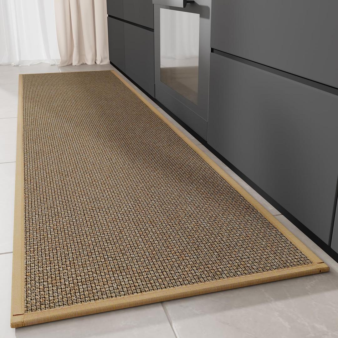 Hargiis Kitchen Rug, Rubber Non Slip Kitchen Rugs Washable, Absorbent Runner Mat for Floor, Machine Washable Standing Mats for in Front of Sink, Door, Laundry, Entryway, Hallway (Brown, 70" 20")