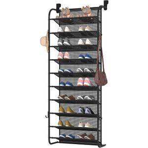 10 Tier Shoe rack Hanging Shoe Storage the door shoe rack for Closet Pantry Over The Door Shoe Organizer Wall Floating Shelves (Black, 10 Tier)