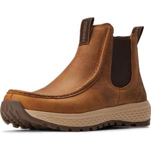 SUREWAY Men's Chelsea Boots - Lightweight Slip-On Work Boots with Moc Toe Design,Casual Leather Boots Slip-Resistant Rubber Outsole,Chukka boots for All-Weather Comfort (Office,Casual,Dress) (Brown, 10)