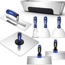 Drywall Hand Tools Kit, Drywall Knife Set with Putty Knives, Taping Knives, Aluminum Hawk, Mud Pan, Flat Finishing Trowel, Multi-Fuctional Paniter Scraper