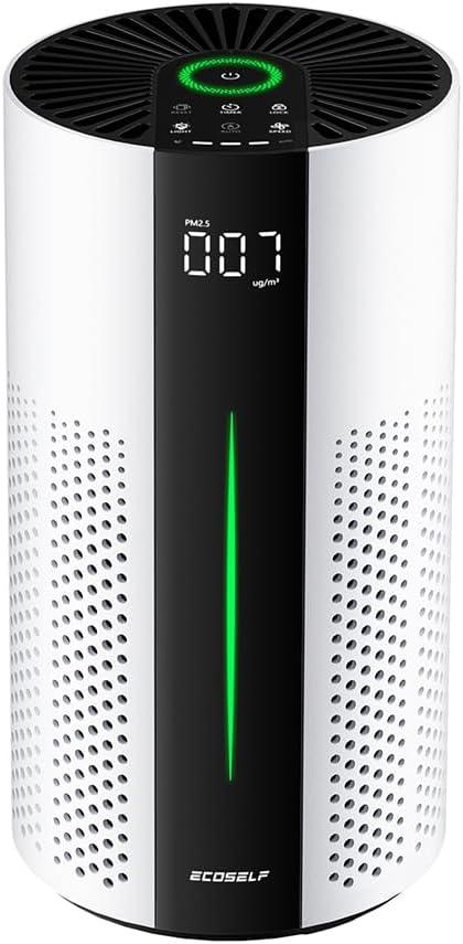 ECOSELF Air Purifiers for Bedroom, Air Purifiers for Bedroom 360 Air Intake with Smart Auto Mode, HEPA Air Purifier, Air Cleaner for Smoke