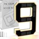 ISUNMEA 9 Inch Solar Lighted House Numbers for Outside, Light Up Waterproof LED Address Numbers Signs for Houses, Large Personalized Illuminated Exterior Modern House Numbers Light (9-Black, 9IN)