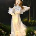 Solar Angel Garden Statues Outdoor Decor,10.24H Resin Fairy Hanging Figurines Art Decorations with Watering Can Lights for Outside Yard Lawn Porch Balcony,Gardening Gifts for Mom Women