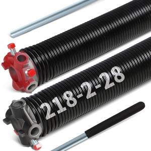 1 Pair Garage Door Torsion Springs 2", Minimum 16000 Cycles, with 2 Non-Slip Winding Bars (0.218X2"X28")