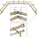 Antique Bronze Double Corner Window Curtain Rods with Aluminum End Cap Finials and Brackets,1 Inch Diameter Dual Bay Window Curtain Rods, Adjustable 2 Sided 20-36" and 36-72" Center Rod
