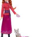 Mattel Disney Frozen Anna Fashion Doll & Wolf Cub Figure with 4 Accessories Including Animal Bed & Blanket, Inspired by Animals of Arendelle