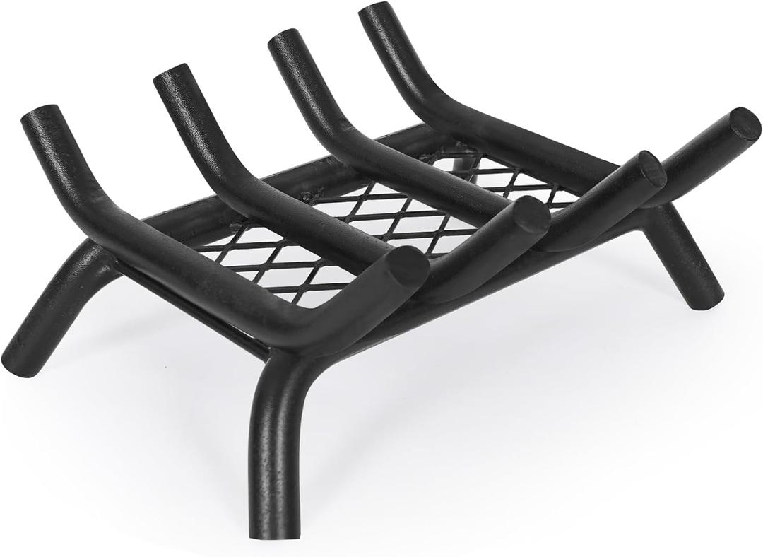 Fireplace Grate 14inch with Ember Retainer | Fireplace Log Grate with Heavy Duty Solid Round Steel 3/4 Bar | No Assembly Required Hearth Grate for Firepit Firewood Log Indoor Wood Stove Burning