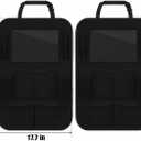 ULEEKA Car Backseat Organizer with 10" Table Holder, 9 Storage Pockets Seat Back Protectors Kick Mats for Kids Toddlers, Travel Accessories, 2 Pack