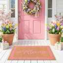 Pink Bow Welcome Doormat 29 x 17 Inch Coquette Mat with Heavy Duty Backing Cute Coconut Coir Door Mat for Home Indoor Outdoor Front Door Porch Entryway Decor