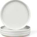 LIANYU Dinner Plates Set of 4, 10.5 Inch Stoneware Plate for Kitchen Dining, Large & Round Ceramic Salad Dishes Set, Microwave, Oven & Dishwasher Safe, Scratch Resistant, Stackable, Snowy White