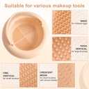 2 x Makeup Brush Cleaner Mat with Handle, 3 in 1 Portable Silicone Makeup Brush Cleaner Bowl, Cosmetic Brushes Cleaning Tool Organizer for Storage and Air Drying, Beige