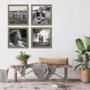 FLYJOE Rustic 16x16 Picture Frame, Reclaimed Barnwood Photo Frame with HD Tempered Glass, Distressed Family Art Gallery Corner, Horizontal and Vertical Wall Mounting Display with Hardware, Set of 1