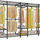 VIPEK V50 Extra Large Portable Closet Rack Bedroom Armoire Freestanding Wardrobe Closet, Heavy Duty Clothes Rack Multi-Functional Metal Clothing Rack for Hanging Clothes, Max Load 1300lbs, Black