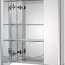 Fundin Bathroom Wall Mount Cabinet with Two Glass Shelves, 20 x 24 Inch Recess or Surface Mount Medicine Cabinet, Frameless Mirror Door Cabinet
