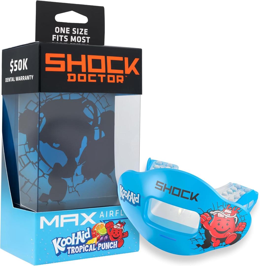 Shock Doctor Kool Aid Lip Guard Mouth Guard - Max Air Flow, Full Mouth Protection Compatible with Braces, Lip Guard, Instant Fit Mouthguard for Football, Hockey, Lacrosse (Adult)