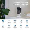 Arlo Essential Indoor Security Camera 2K (2nd Gen, 2023 Release) - Wired Plug-in Power, Person Recognition, Animal Detection, 1-Month Trial of Secure Plan, Automated Privacy Shield, 2 Cam, White
