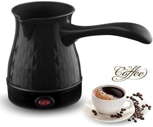 Coffee Maker, ABS Stainless Steel Electric Arabic, Greek & Turkish Coffee Pot, 600ml Even Heating Tea Maker Kettle with Removable & Anti Scald Handle for Greek Arabic Tea, Milk